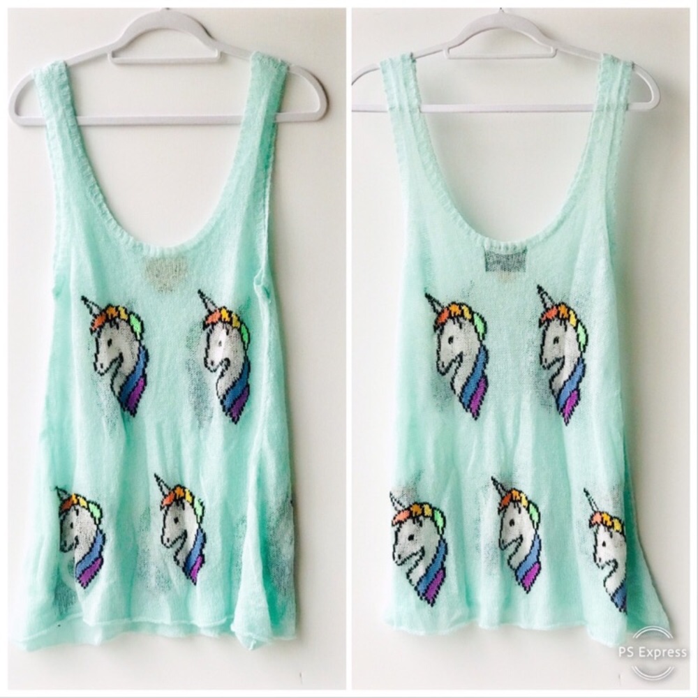 Wildfox Baby Blue Unicorn  Sweater Vest